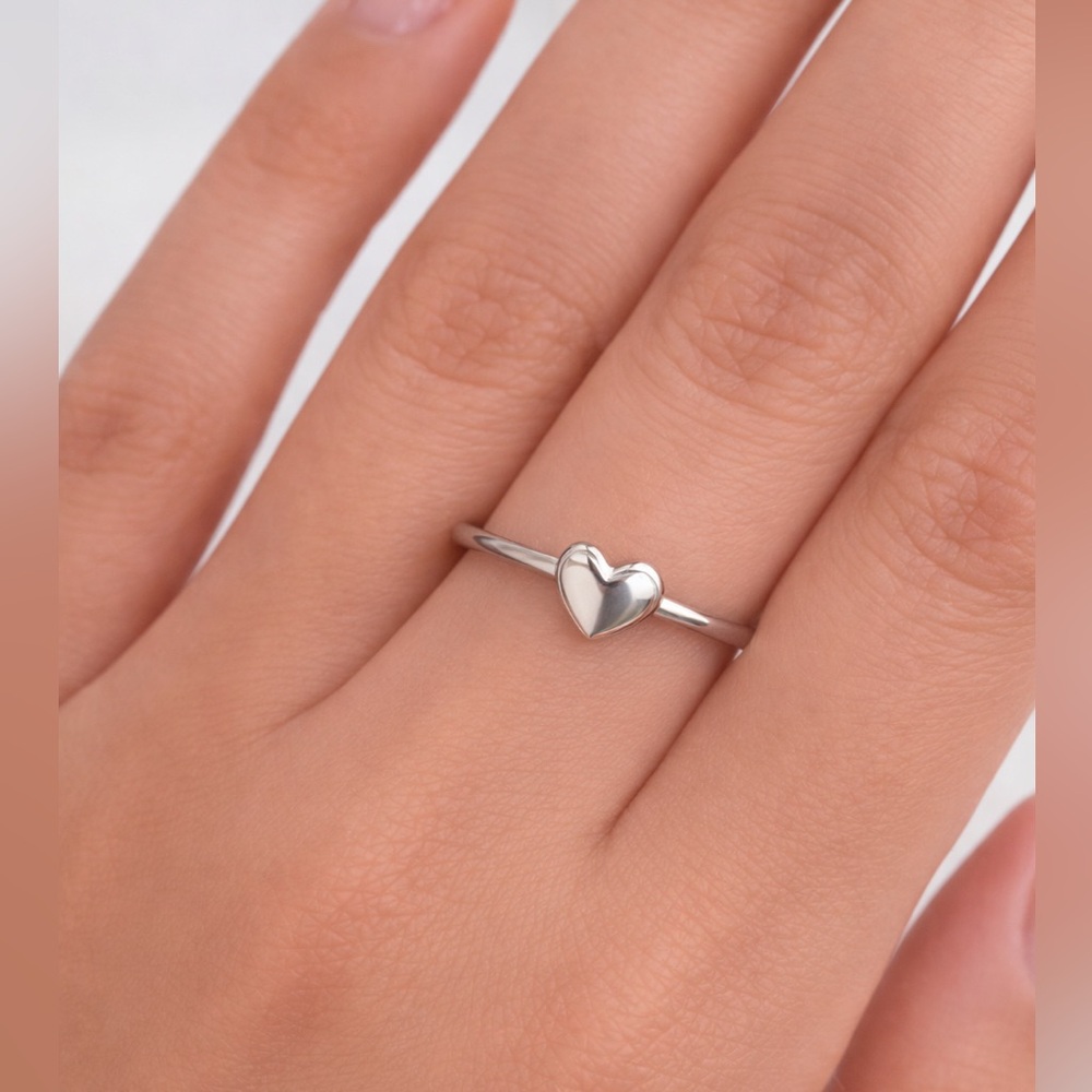 Silver 925 Heart Ring Band minimalist Dainty stackable